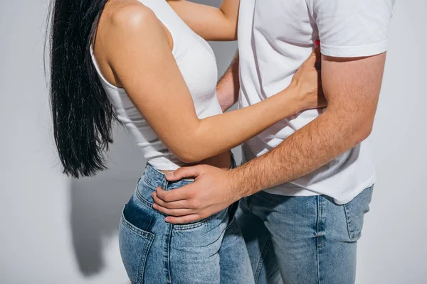 Cropped view of young man hugging each other — Stock Photo