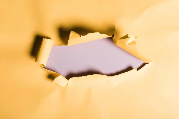 Tattered orange paper with rolled edge on purple — Stock Photo