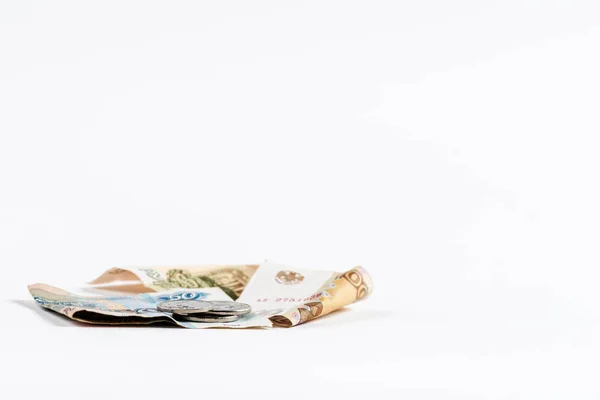 Foyer sélectif de roubles et de pièces isolées sur blanc — Photo de stock