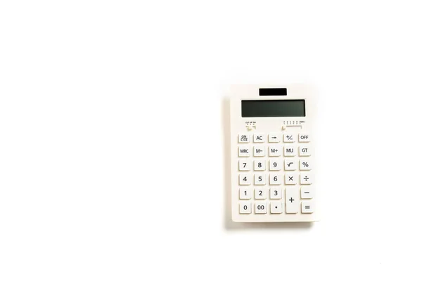 Top view of modern calculator with buttons on white — Stock Photo