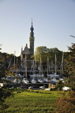 Veere liman ve Belediye Binası akşam ışık