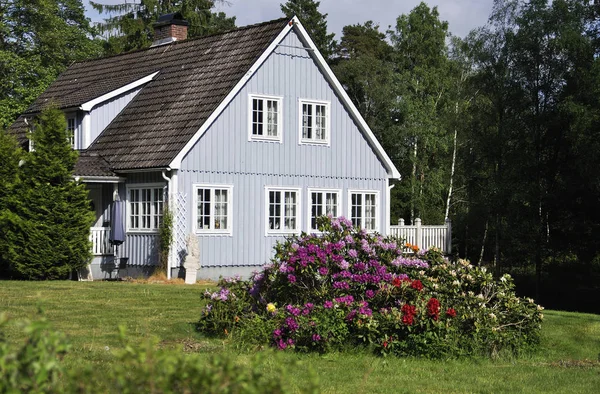 Casa Sueca Gris Bosque — Foto de Stock