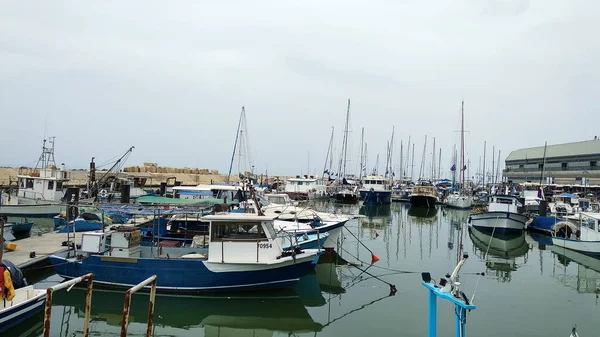 Parkování Lodí Přístavu Jaffa Tel Aviv Izrael — Stock fotografie