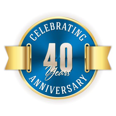 40 yıl yıldönümü basit yuvarlak amblemi kurdele ile kutluyor.