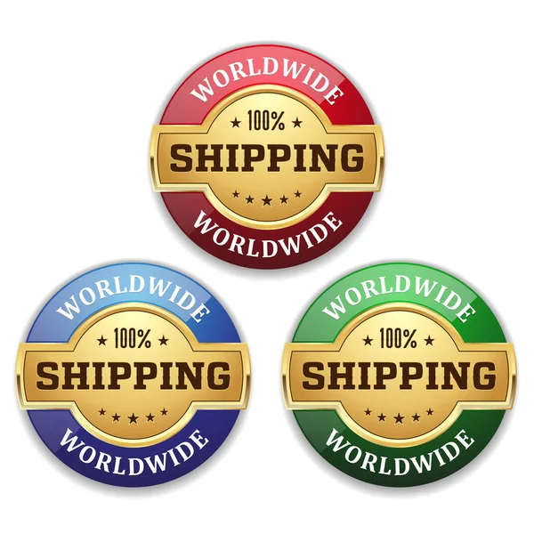 Worldwide Shipping Emblem Set Isolated White Background — Stock Vector