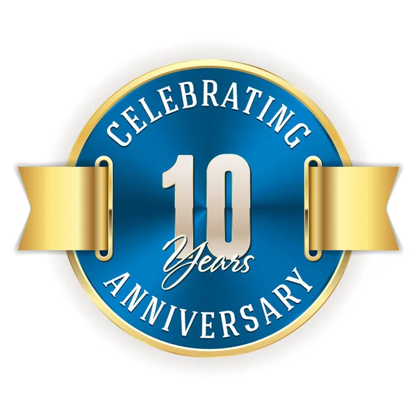 10 yıl yıldönümü basit yuvarlak amblemi kurdele ile kutluyor.