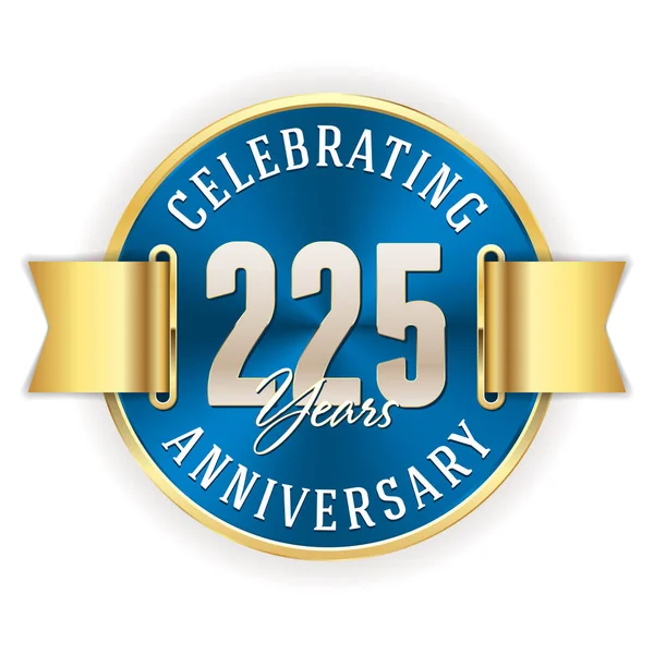 Celebrazione 225 Anniversario Emblema Rotondo Con Nastro Isolato Sfondo Bianco — Vettoriale Stock