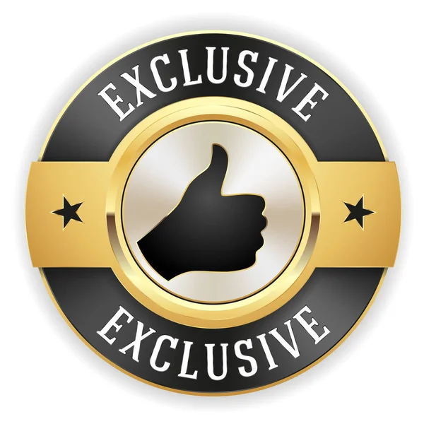 Gouden Exclusieve Knop Badge Met Witte Rand — Stockvector