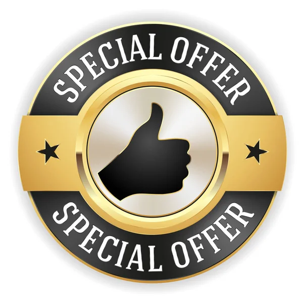 Gold Special Offer Button Badge White Border — Stock Vector