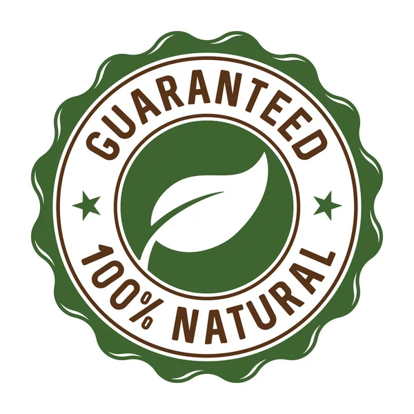 Guaranteed 100 Natural Label Isolated White Background — Stock Vector