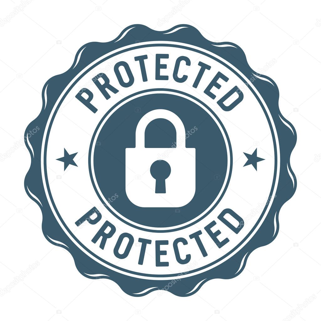 Protected label isolated on white background