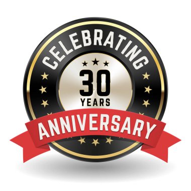 30 Yılını Kutluyoruz - Kırmızı Kurdeleli Altın Yıldönümü Rozeti