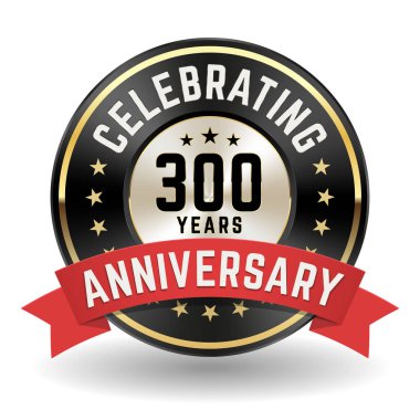 300 Yıl Kutluyor - Kırmızı Kurdele ile Altın Yıldönümü Rozeti