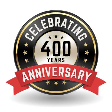 400 Yıl Kutluyor - Kırmızı Kurdele ile Altın Yıldönümü Rozeti