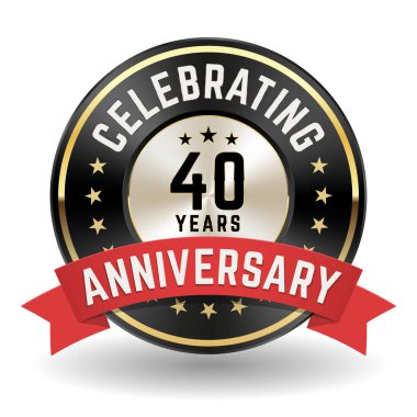 40 Yılını Kutluyoruz - Kırmızı Kurdeleli Altın Yıldönümü Rozeti