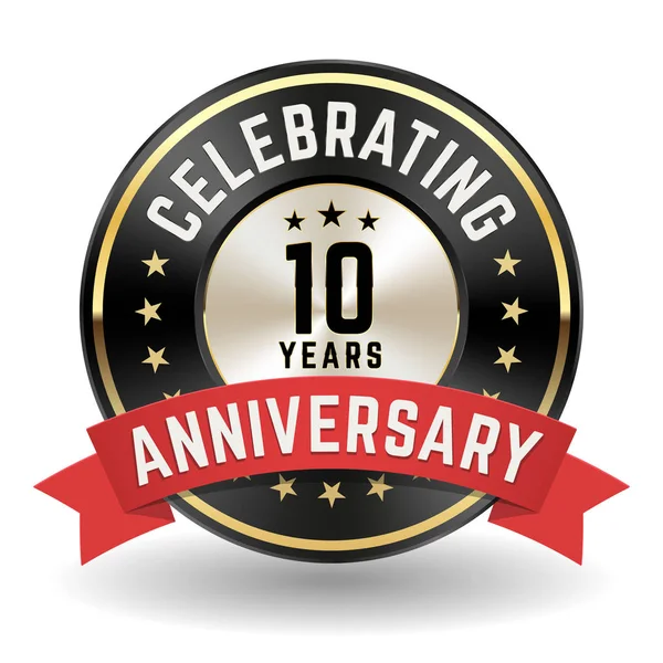 10 Yılını Kutluyoruz - Kırmızı Kurdeleli Altın Yıldönümü Rozeti