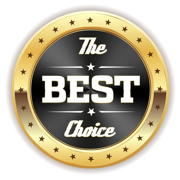 Black Best Choice Button Gold Border — Stock Vector