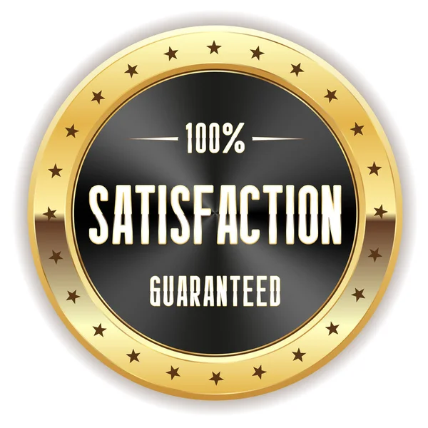 Bouton 100 Satisfaction Garanti Noir Avec Frontière — Image vectorielle