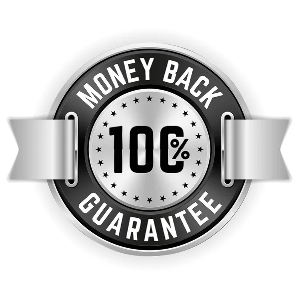 Silver 100 Percent Money Back Badge Ribbon — Stock Vector