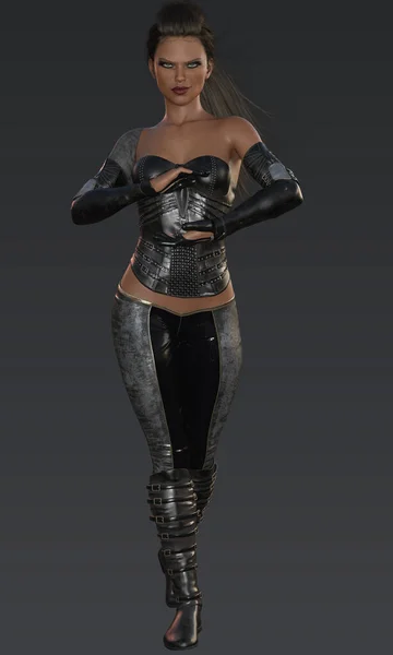 Urban fantasy model render stock, long hair corset model PNR UF with magic pose