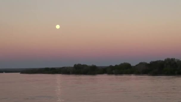 Mond Über Dem Sambesi Fluss Sambia — Stockvideo