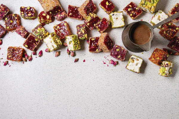 Vielzahl Von Traditionellen Türkischen Dessert Türkisch Freude Verschiedenen Geschmack Und — Stockfoto