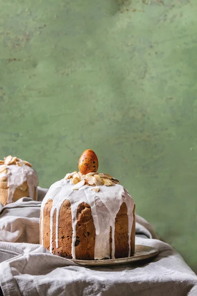 Conjunto Tradicional Russo Ucraniano Bolo Páscoa Kulich Paska Pão Envidraçado — Fotografia de Stock