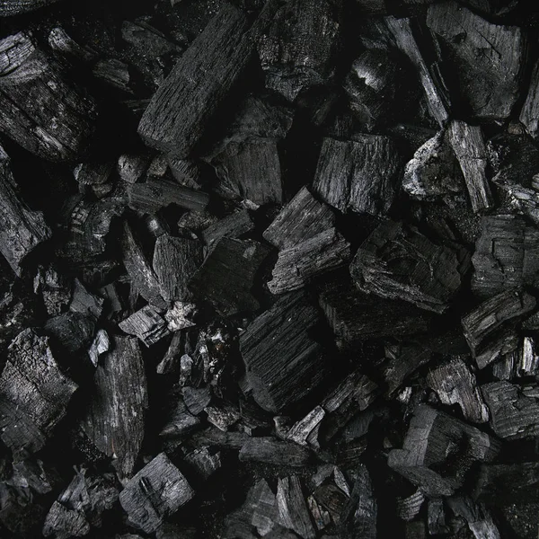 Siyah Kömür Doku Arka Yüzey Plan Üstten Görünüm Kare Görüntü — Stok fotoğraf