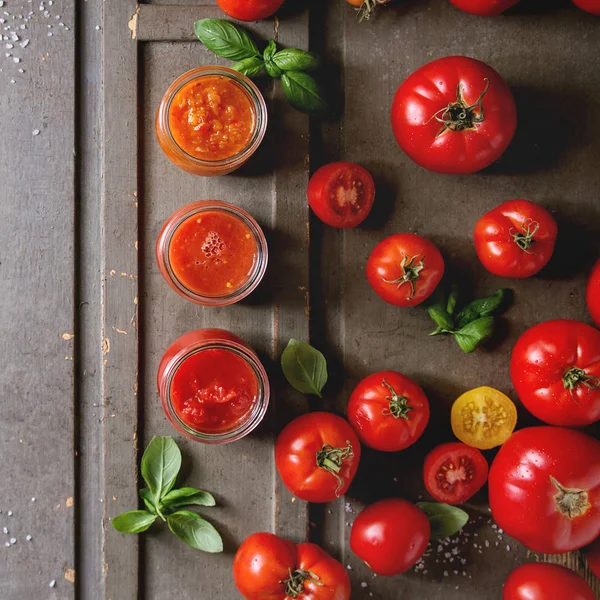 Variedad de salsas de tomate — Foto de Stock