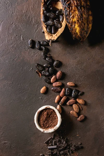 Variedad de granos de cacao — Foto de Stock