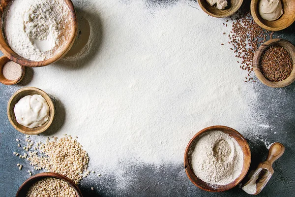 Variety of flour and grains — Stock Photo, Image