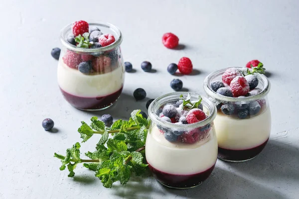 Pannacotta med bär — Stockfoto