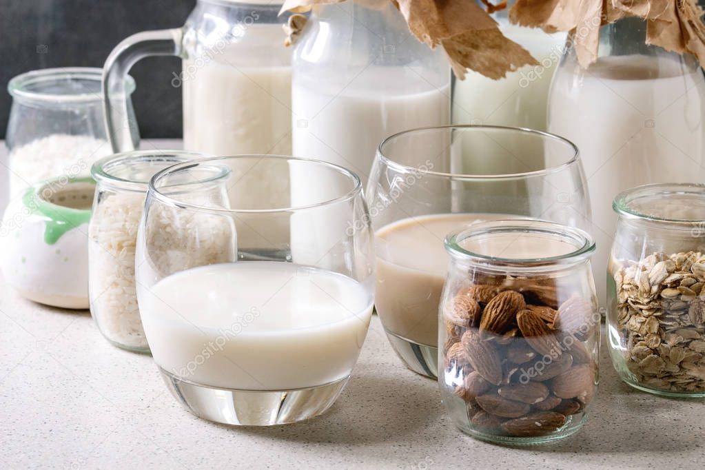 Variety of non-dairy milk