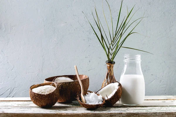 Mängd olika kokos produkter — Stockfoto