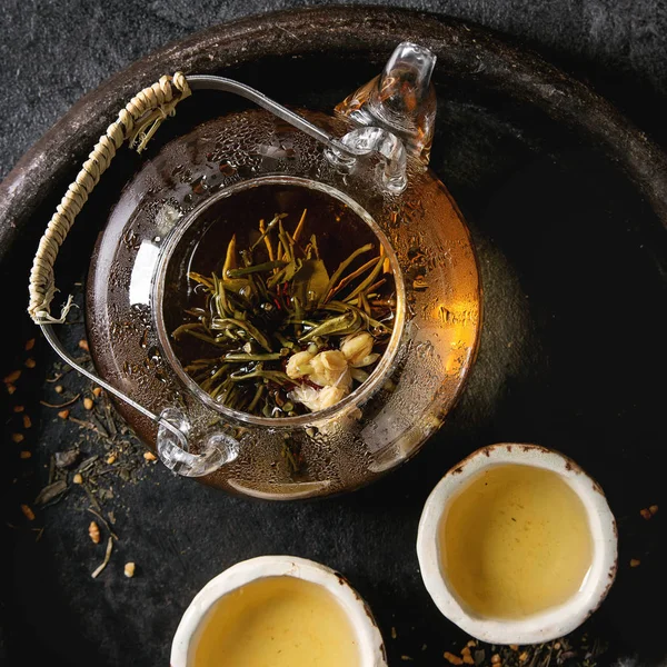 Varm grønn te – stockfoto