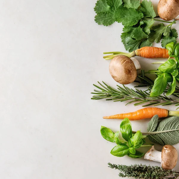 Кухонні трави і морква — стокове фото