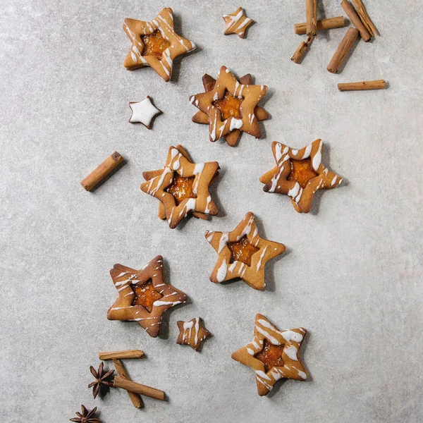 Biscuits sucre en forme d'étoile de Noël — Photo