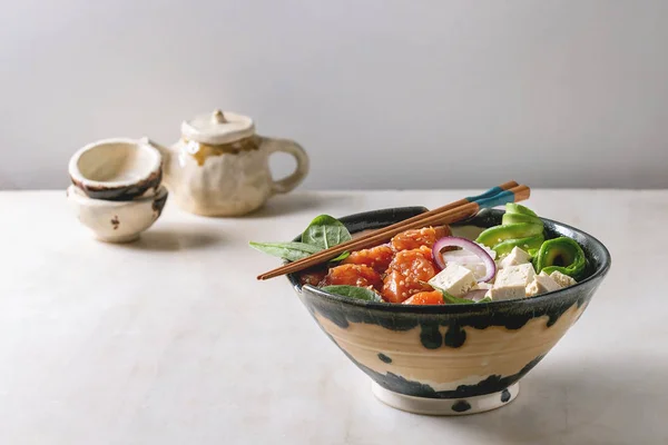 Poke bowl with salmon — Stock Photo, Image