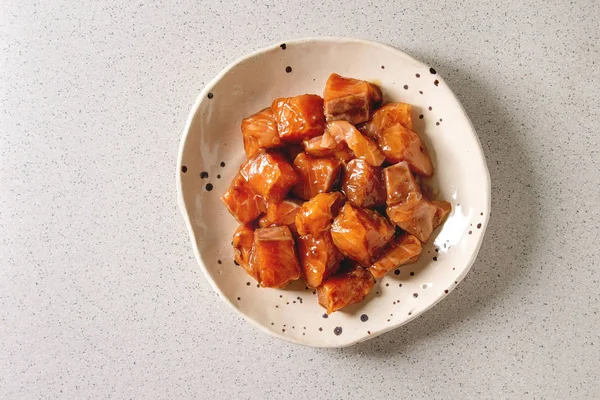 Soy sauce marinated salmon — Stock Photo, Image