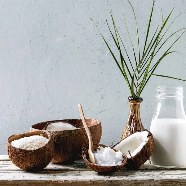 Mängd olika kokos produkter — Stockfoto