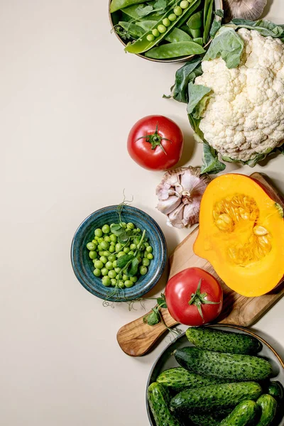 Різновид Свіжих Сирих Органічних Овочів Приготування Їжі Половина Гарбуза Хоккайдо — стокове фото