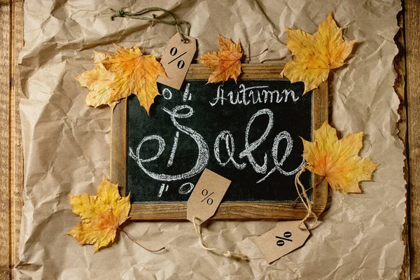 Φθινοπωρινή Πώληση Vintage Chalkboard Hand Written Lettering Sale Ετικέτες Ποσοστά — Φωτογραφία Αρχείου