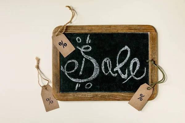 Promotion Sale Concept Vintage Chalkboard Hand Written Chalk Lettering Sale — Stock Photo, Image