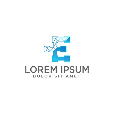 ilk E logo şablonu vektör çizim ve ilham, hazır için senin dağlamak kullanın