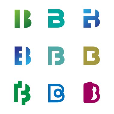 ilk B logo şablonu vektör çizim, vektör dosyası hazır