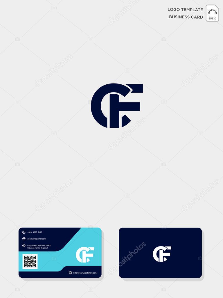Initial CF or FC creative logo template and business card include. vector illustration and logo inspiration