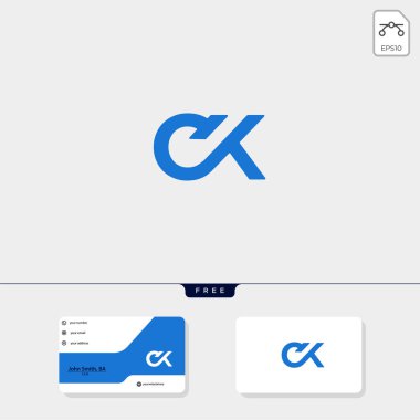 Sigorta primi ilk Ck, Kc, C veya K yaratıcı logo şablonu ve kartvizit tasarım şablonu içerir. vektör çizim ve logosu ilham