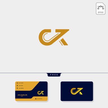 Sigorta primi ilk Ck, Kc, C veya K yaratıcı logo şablonu ve kartvizit tasarım şablonu içerir. vektör çizim ve logosu ilham