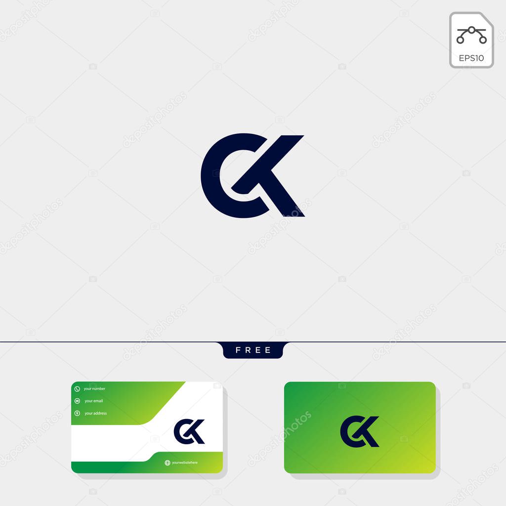 Premium initial Ck, KC, C, or K creative logo template and business card design template include. vector illustration and logo inspiration
