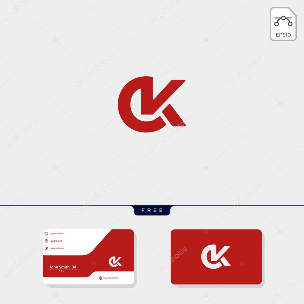 Premium initial Ck, KC, C, or K creative logo template and business card design template include. vector illustration and logo inspiration